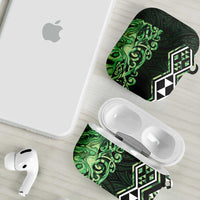 Green Aotearoa AirPods Case Taniko Motifs With Paua Shell Kowhaiwhai LT14 - Polynesian Pride