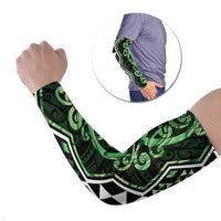 Green Aotearoa Arm Sleeves Taniko Motifs With Paua Shell Kowhaiwhai LT14 Set of 2 Green - Polynesian Pride