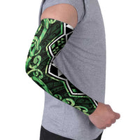 Green Aotearoa Arm Sleeves Taniko Motifs With Paua Shell Kowhaiwhai LT14 - Polynesian Pride