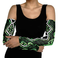 Green Aotearoa Arm Sleeves Taniko Motifs With Paua Shell Kowhaiwhai LT14 - Polynesian Pride