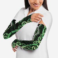 Green Aotearoa Arm Sleeves Taniko Motifs With Paua Shell Kowhaiwhai LT14 - Polynesian Pride