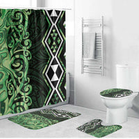 Green Aotearoa Bathroom Set Taniko Motifs With Paua Shell Kowhaiwhai - Polynesian Pride