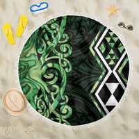 Green Aotearoa Beach Blanket Taniko Motifs With Paua Shell Kowhaiwhai LT14 One Size 150cm Green - Polynesian Pride