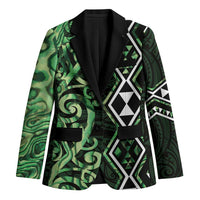 Green Aotearoa Blazer Taniko Motifs With Paua Shell Kowhaiwhai LT14 Unisex Green - Polynesian Pride