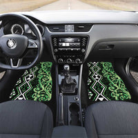 Green Aotearoa Car Mats Taniko Motifs With Paua Shell Kowhaiwhai LT14 Set 2pcs - Front Green - Polynesian Pride