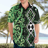 Green Aotearoa Hawaiian Shirt Taniko Motifs With Paua Shell Kowhaiwhai LT14 - Polynesian Pride