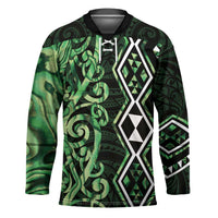Green Aotearoa Hockey Jersey Taniko Motifs With Paua Shell Kowhaiwhai - Polynesian Pride