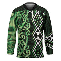 Green Aotearoa Hockey Jersey Taniko Motifs With Paua Shell Kowhaiwhai LT14 Unisex Green - Polynesian Pride