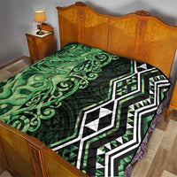 Green Aotearoa Quilt Taniko Motifs With Paua Shell Kowhaiwhai