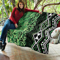 Green Aotearoa Quilt Taniko Motifs With Paua Shell Kowhaiwhai