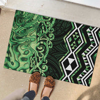 Green Aotearoa Rubber Doormat Taniko Motifs With Paua Shell Kowhaiwhai LT14 - Polynesian Pride