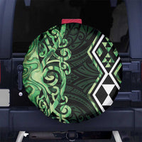 Green Aotearoa Spare Tire Cover Taniko Motifs With Paua Shell Kowhaiwhai LT14 - Polynesian Pride