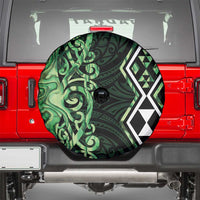 Green Aotearoa Spare Tire Cover Taniko Motifs With Paua Shell Kowhaiwhai LT14 - Polynesian Pride