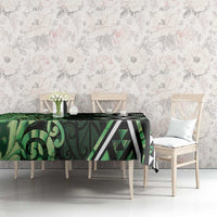 Green Aotearoa Tablecloth Taniko Motifs With Paua Shell Kowhaiwhai LT14 - Polynesian Pride
