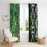 Green Aotearoa Window Curtain Taniko Motifs With Paua Shell Kowhaiwhai LT14 - Polynesian Pride
