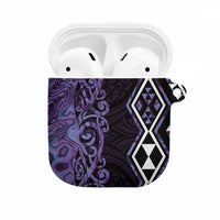 Purple Aotearoa AirPods Case Taniko Motifs With Paua Shell Kowhaiwhai LT14 Purple - Polynesian Pride