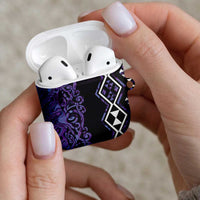 Purple Aotearoa AirPods Case Taniko Motifs With Paua Shell Kowhaiwhai LT14 - Polynesian Pride