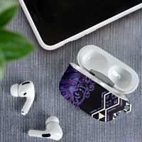 Purple Aotearoa AirPods Case Taniko Motifs With Paua Shell Kowhaiwhai LT14 - Polynesian Pride