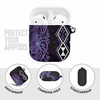 Purple Aotearoa AirPods Case Taniko Motifs With Paua Shell Kowhaiwhai LT14 - Polynesian Pride