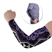 Purple Aotearoa Arm Sleeves Taniko Motifs With Paua Shell Kowhaiwhai LT14 Set of 2 Purple - Polynesian Pride