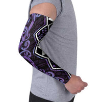 Purple Aotearoa Arm Sleeves Taniko Motifs With Paua Shell Kowhaiwhai LT14 - Polynesian Pride