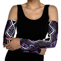 Purple Aotearoa Arm Sleeves Taniko Motifs With Paua Shell Kowhaiwhai LT14 - Polynesian Pride