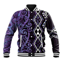 Purple Aotearoa Baseball Jacket Taniko Motifs With Paua Shell Kowhaiwhai LT14 Unisex Purple - Polynesian Pride
