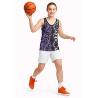 Purple Aotearoa Basketball Jersey Taniko Motifs With Paua Shell Kowhaiwhai - Polynesian Pride