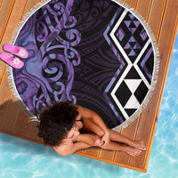 Purple Aotearoa Beach Blanket Taniko Motifs With Paua Shell Kowhaiwhai LT14 - Polynesian Pride