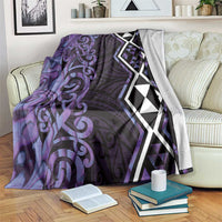 Purple Aotearoa Blanket Taniko Motifs With Paua Shell Kowhaiwhai LT14 Purple - Polynesian Pride