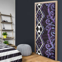 Purple Aotearoa Door Cover Taniko Motifs With Paua Shell Kowhaiwhai - Polynesian Pride
