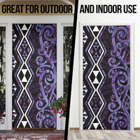 Purple Aotearoa Door Cover Taniko Motifs With Paua Shell Kowhaiwhai - Polynesian Pride