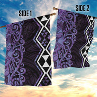 Purple Aotearoa Garden Flag Taniko Motifs With Paua Shell Kowhaiwhai LT14 - Polynesian Pride