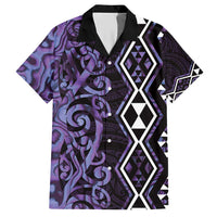 Purple Aotearoa Hawaiian Shirt Taniko Motifs With Paua Shell Kowhaiwhai LT14 Purple - Polynesian Pride