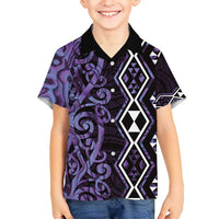 Purple Aotearoa Hawaiian Shirt Taniko Motifs With Paua Shell Kowhaiwhai LT14 - Polynesian Pride