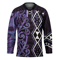 Purple Aotearoa Hockey Jersey Taniko Motifs With Paua Shell Kowhaiwhai LT14 Unisex Purple - Polynesian Pride