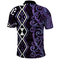 Purple Aotearoa Polo Shirt Taniko Motifs With Paua Shell Kowhaiwhai