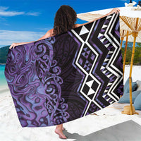 Purple Aotearoa Sarong Taniko Motifs With Paua Shell Kowhaiwhai LT14 One Size 44 x 66 inches Purple - Polynesian Pride