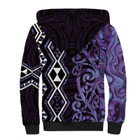 Purple Aotearoa Sherpa Hoodie Taniko Motifs With Paua Shell Kowhaiwhai LT14 - Polynesian Pride