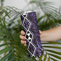 Purple Aotearoa Skinny Tumbler Taniko Motifs With Paua Shell Kowhaiwhai