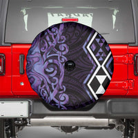 Purple Aotearoa Spare Tire Cover Taniko Motifs With Paua Shell Kowhaiwhai LT14 - Polynesian Pride