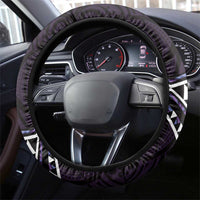 Purple Aotearoa Steering Wheel Cover Taniko Motifs With Paua Shell Kowhaiwhai LT14 - Polynesian Pride