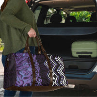 Purple Aotearoa Travel Bag Taniko Motifs With Paua Shell Kowhaiwhai - Polynesian Pride
