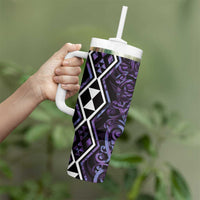 Purple Aotearoa Tumbler With Handle Taniko Motifs With Paua Shell Kowhaiwhai LT14 - Polynesian Pride