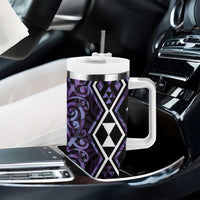 Purple Aotearoa Tumbler With Handle Taniko Motifs With Paua Shell Kowhaiwhai LT14 - Polynesian Pride