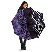 Purple Aotearoa Umbrella Taniko Motifs With Paua Shell Kowhaiwhai - Polynesian Pride