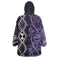 Purple Aotearoa Wearable Blanket Hoodie Taniko Motifs With Paua Shell Kowhaiwhai LT14 - Polynesian Pride