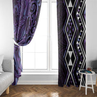 Purple Aotearoa Window Curtain Taniko Motifs With Paua Shell Kowhaiwhai LT14 - Polynesian Pride