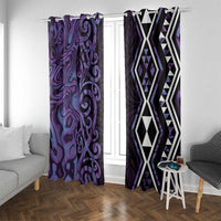 Purple Aotearoa Window Curtain Taniko Motifs With Paua Shell Kowhaiwhai LT14 With Grommets Purple - Polynesian Pride