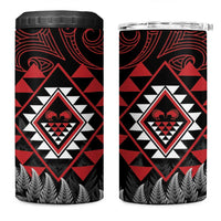 Aotearoa Kiwi Taniko 4 in 1 Can Cooler Tumbler Silver Fern With Maori Koru Pattern LT14 One Size: 16 oz Red - Polynesian Pride